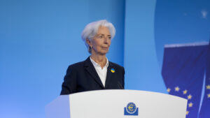Christine Lagarde bei einer Pressekonferenz. der EZB